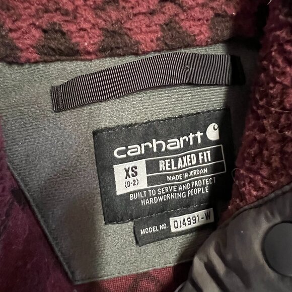 Carhartt Women's Relaxed Fit Fleece Pullover XS Port Geometric Print - Picture 3 of 6